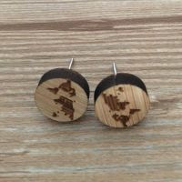 1 Pair Fashion Map Wood Women's Earrings Ear Studs sku image 5