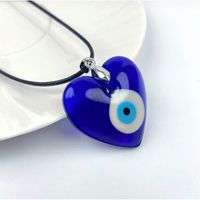 1 Piece Simple Style Devil's Eye Leather Rope Chain Unisex Pendant Necklace sku image 7