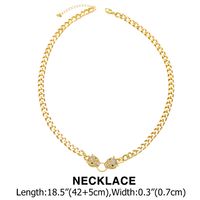 1 Piece Hip-hop Leopard Head Copper Plating Zircon 18k Gold Plated Unisex Bracelets Necklace sku image 2