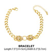 1 Piece Hip-hop Leopard Head Copper Plating Zircon 18k Gold Plated Unisex Bracelets Necklace main image 4