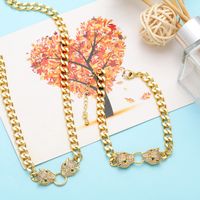 1 Piece Hip-hop Leopard Head Copper Plating Zircon 18k Gold Plated Unisex Bracelets Necklace main image 2