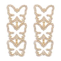 1 Pair Fashion Butterfly Alloy Plating Rhinestones Women's Drop Earrings sku image 3