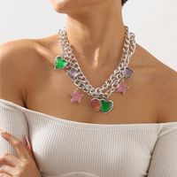 1 Piece Fashion Star Heart Shape Arylic Alloy Aluminum Plating Rhinestones Women's Layered Necklaces main image 5