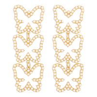 1 Pair Fashion Butterfly Alloy Plating Rhinestones Women's Drop Earrings sku image 5