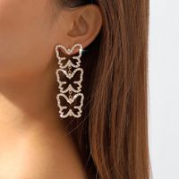 1 Pair Fashion Butterfly Alloy Plating Rhinestones Women's Drop Earrings main image 1