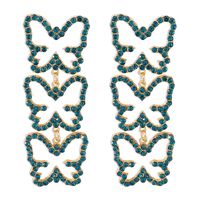 1 Pair Fashion Butterfly Alloy Plating Rhinestones Women's Drop Earrings sku image 1