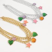 1 Piece Fashion Star Heart Shape Arylic Alloy Aluminum Plating Rhinestones Women's Layered Necklaces main image 4