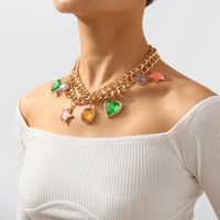 1 Piece Fashion Star Heart Shape Arylic Alloy Aluminum Plating Rhinestones Women's Layered Necklaces main image 6