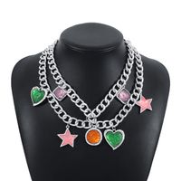 1 Piece Fashion Star Heart Shape Arylic Alloy Aluminum Plating Rhinestones Women's Layered Necklaces main image 2