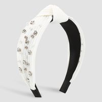 Mode Bogenknoten Tuch Handgemacht Künstliche Perlen Strasssteine Haarband 1 Stück main image 2