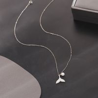 1 Piece Fashion Fish Tail Titanium Steel Plating Inlay Pearl Shell Pendant Necklace sku image 1