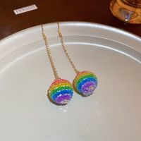 1 Pair Simple Style Rainbow Alloy Inlay Rhinestones Women's Drop Earrings sku image 2