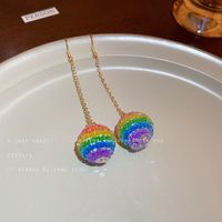 1 Pair Simple Style Rainbow Alloy Inlay Rhinestones Women's Drop Earrings main image 4