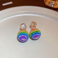 1 Pair Simple Style Rainbow Alloy Inlay Rhinestones Women's Drop Earrings sku image 3