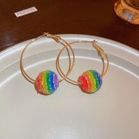 1 Pair Simple Style Rainbow Alloy Inlay Rhinestones Women's Drop Earrings sku image 1