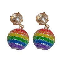 1 Paire Style Simple Arc-en-ciel Alliage Incruster Strass Femmes Boucles D'oreilles main image 6