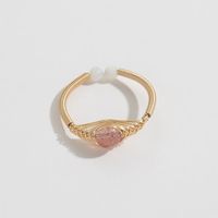 Retro Round Natural Stone Copper 14k Gold Plated Rings main image 9