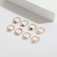 Retro Round Natural Stone Copper 14k Gold Plated Rings main image 4