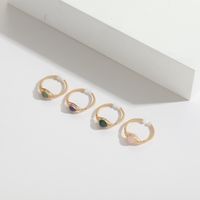 Retro Round Natural Stone Copper 14k Gold Plated Rings main image 5