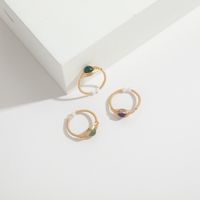 Retro Round Natural Stone Copper 14k Gold Plated Rings main image 7