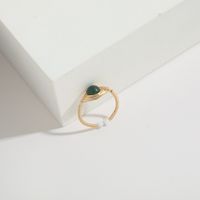Retro Round Natural Stone Copper 14k Gold Plated Rings main image 6