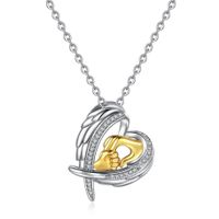 Wholesale Elegant Modern Style Heart Shape Copper Asymmetrical Metal Inlay Gold Plated Silver Plated Zircon Pendant Necklace sku image 1