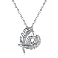 Wholesale Elegant Modern Style Heart Shape Copper Asymmetrical Metal Inlay Gold Plated Silver Plated Zircon Pendant Necklace sku image 2