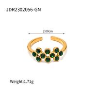 Elegant Oval Snake Stainless Steel Inlay Turquoise Zircon 18k Gold Plated Rings sku image 7