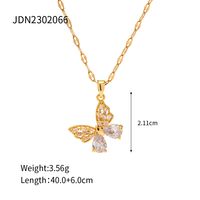 Style Ins Papillon Acier Inoxydable Placage Incruster Zircon Plaqué Or 18k Pendentif main image 2