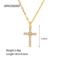 1 Piece Ins Style Cross Stainless Steel Plating Inlay Zircon Pendant Necklace sku image 1