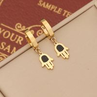 1 Pair Fashion Star Heart Shape Butterfly Stainless Steel Enamel Drop Earrings sku image 4