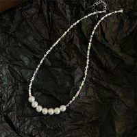 Retro Geometric Silver Plated Inlay Artificial Pearls Women's Necklace 1 Piece sku image 5