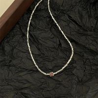 Retro Geometric Silver Plated Inlay Artificial Pearls Women's Necklace 1 Piece sku image 6