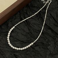 Retro Geometric Silver Plated Inlay Artificial Pearls Women's Necklace 1 Piece sku image 4
