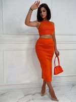 Women's Elegant Solid Color Cotton Blend Skirt Sets main image 2