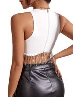 Women's Wrap Crop Top Tank Tops Tassel Streetwear Solid Color main image 2