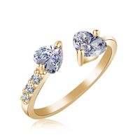 Elegante Estilo Clásico Forma De Corazón Cobre Embutido Circón Anillos sku image 1