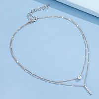 Fashion Double Layered Two-piece Drop-shaped Diamond Long Tassel Pendant Necklace sku image 2