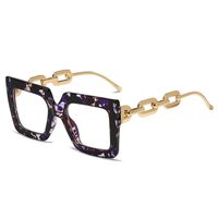 Fashion Color Block Leopard Chains Print Pc Square Full Frame Optical Glasses sku image 7