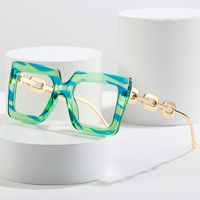 Fashion Color Block Leopard Chains Print Pc Square Full Frame Optical Glasses main image 4