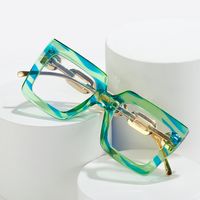 Fashion Color Block Leopard Chains Print Pc Square Full Frame Optical Glasses main image 3