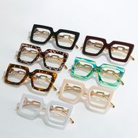 Fashion Color Block Leopard Chains Print Pc Square Full Frame Optical Glasses main image 6