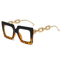 Fashion Color Block Leopard Chains Print Pc Square Full Frame Optical Glasses sku image 8