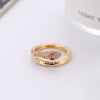 1 Piece Fairy Style Snake Copper Plating Zircon Open Ring main image 2