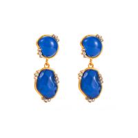 1 Pair French Style Square Water Droplets Alloy Plating Inlay Resin Gold Plated Women's Drop Earrings main image 2