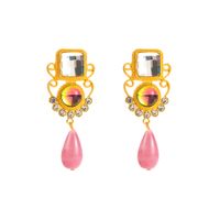 1 Pair French Style Square Water Droplets Alloy Plating Inlay Resin Gold Plated Women's Drop Earrings main image 3