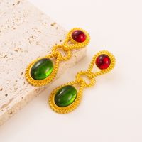 1 Pair French Style Square Water Droplets Alloy Plating Inlay Resin Gold Plated Women's Drop Earrings main image 6