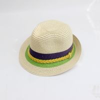 Children Unisex Fashion Color Block Crimping Straw Hat sku image 9