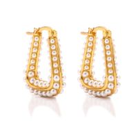 1 Paire Style Simple Carré Le Cuivre Incruster Strass Des Boucles D'oreilles main image 2