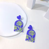Simple Style Leaf Heart Shape Flower Arylic Epoxy Women's Earrings sku image 1